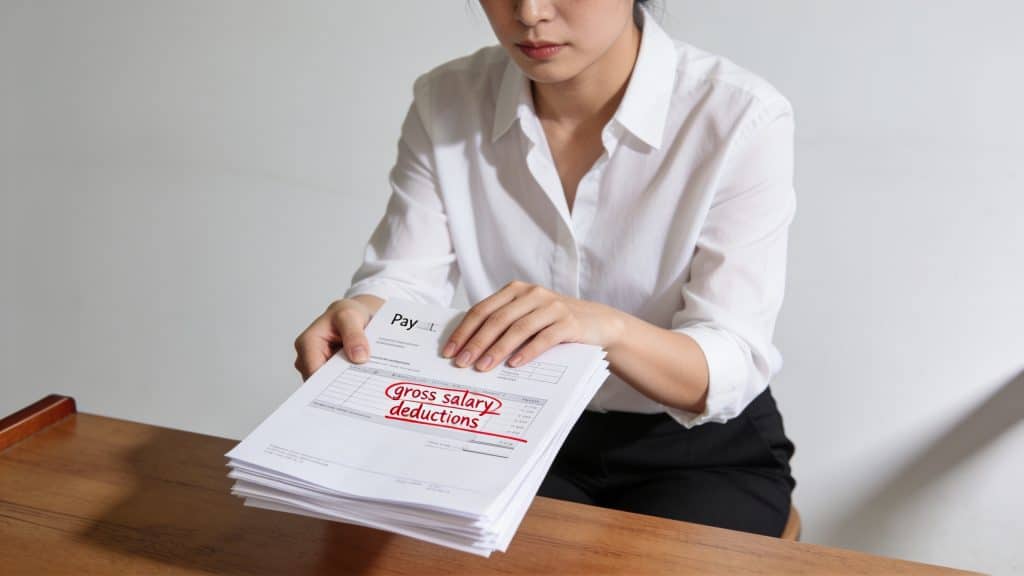 Employe consultant fiches de paie avec surlignage rouge